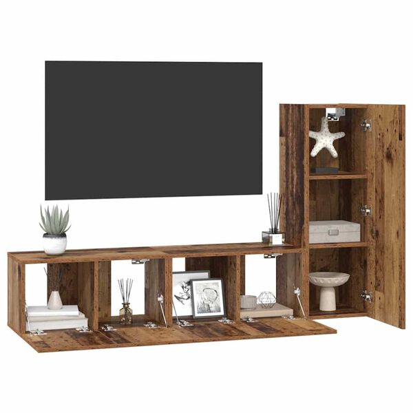 vidaXL Ensemble meuble TV 3 pcs Bois Ancien Bois d'ing&eacute;nierie