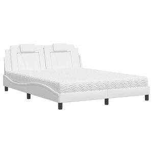 vidaXL Lit Viana avec matelas blanc 160x200 cm similicuir