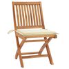 vidaXL Chaises de jardin lot de 2 et coussins cr&egrave;me Bois teck massif