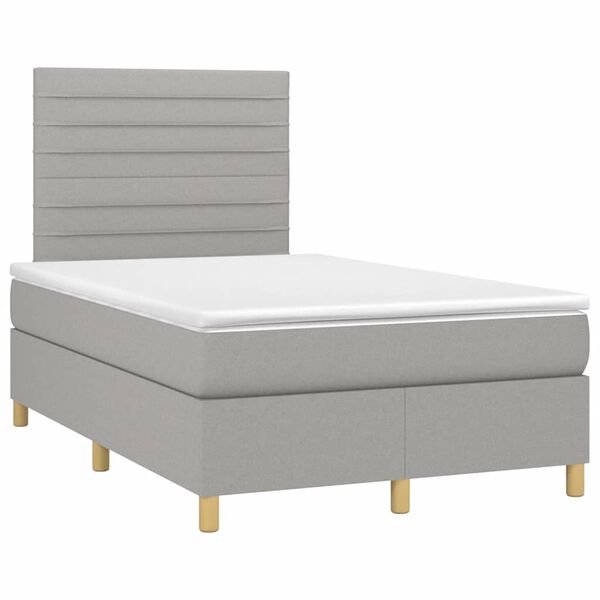 vidaXL Sommier &agrave; lattes de lit et matelas gris clair 120x190 cm tissu
