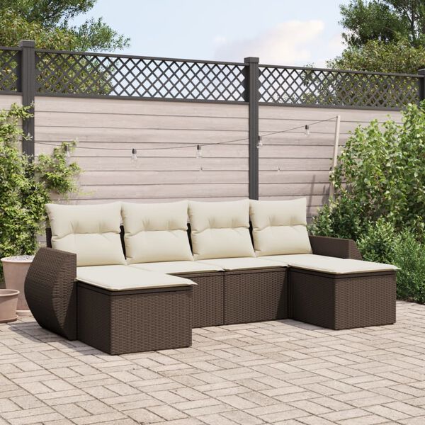 vidaXL Salon de jardin avec coussins 6 pcs marron r&eacute;sine tress&eacute;e