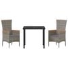 vidaXL Ensemble de salle &agrave; manger pour jardin avec coussin 3 pcs Gris
