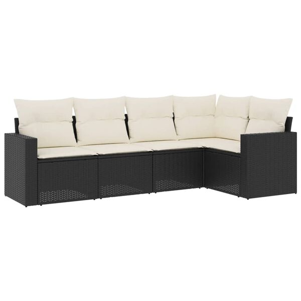vidaXL Salon de jardin 5 pcs avec coussins noir r&eacute;sine tress&eacute;e