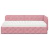 vidaXL Cadre de lit d'angle avec matelas Rose 90 x 190 cm Velours
