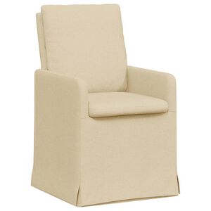 vidaXL Chaises de salle &agrave; manger 2 pc tissu Cr&egrave;me 57 x 67 x 98 cm