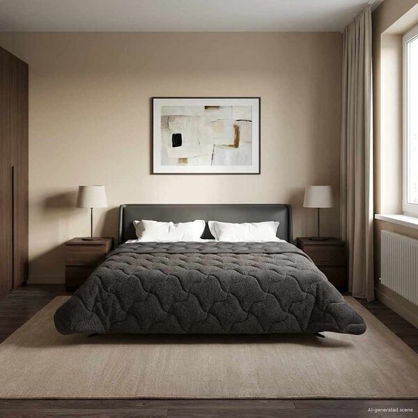 vidaXL Duvet complet toute l'ann&eacute;e Matelass&eacute; Anthracite 220 x 260 cm