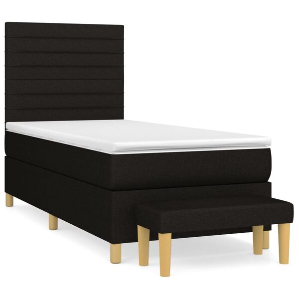 vidaXL Sommier &agrave; lattes de lit avec matelas Noir 90x200 cm Tissu