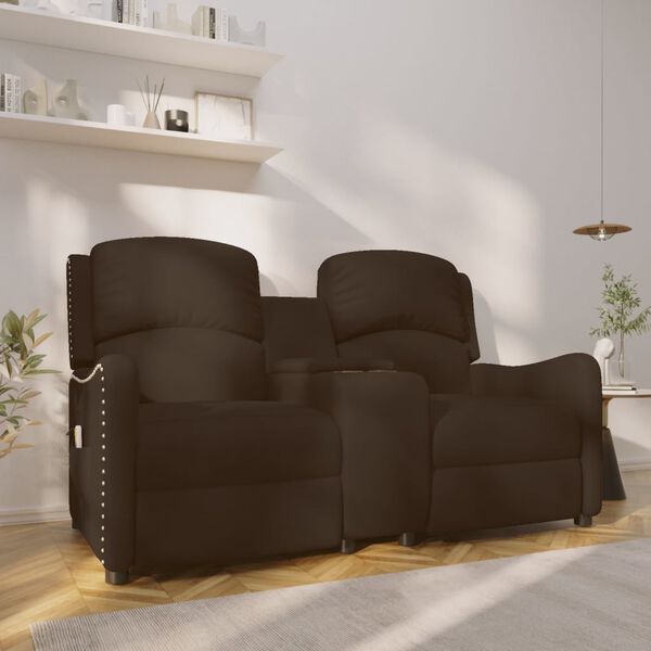 vidaXL Fauteuil inclinable porte-gobelets 2 places marron similicuir