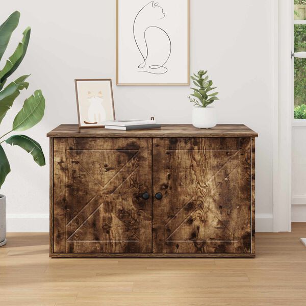 vidaXL Maison pour chat Ch&ecirc;ne fum&eacute; 85 x 55 x 50 cm Bois d'ing&eacute;nierie