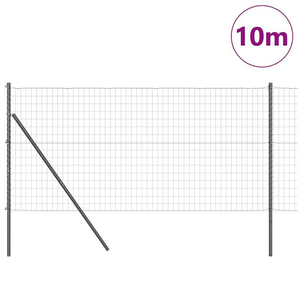 vidaXL Cl&ocirc;ture avec poteau Gris 1,2 x 10 m Acier et PVC