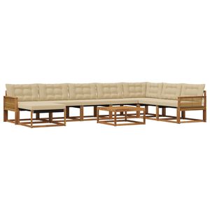 vidaXL Ensemble de canap&eacute;s d'ext&eacute;rieur 9 pcs Naturel et Beige