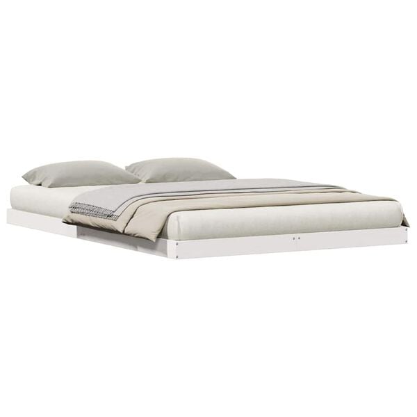 vidaXL Cadre de lit surélevé Blanc 213.5 x 104 x 9 cm Pin massif