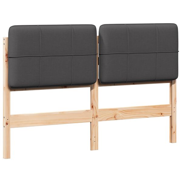 vidaXL T&ecirc;te de lit capitonn&eacute;e Brun et gris fonc&eacute; 140 cm Pin massif