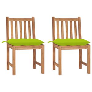 vidaXL Chaises de jardin lot de 2 avec coussins Bois de teck massif