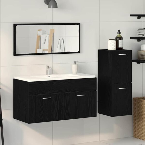 vidaXL Ensemble de mobilier de salle de bain 3 pcs Ch&ecirc;ne noir