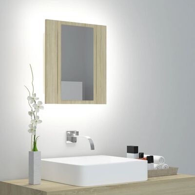vidaXL Armoire à miroir à LED de bain Chêne sonoma 40x12x45 Acrylique