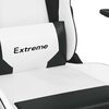 vidaXL Chaise de jeu de massage avec repose-pied Blanc noir Similicuir