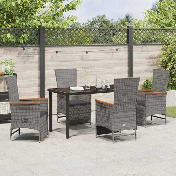 vidaXL Ensemble de salle &agrave; manger pour jardin 5 pcs Gris polyrotin