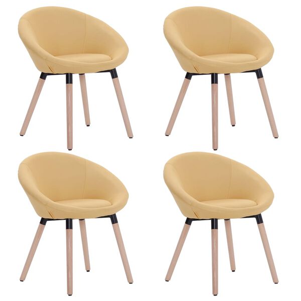 vidaXL Chaises &agrave; manger lot de 4 jaune tissu