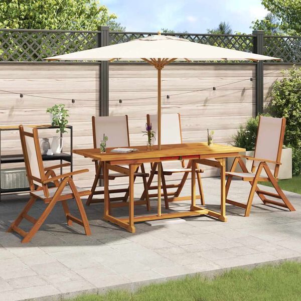vidaXL Ensemble &agrave; manger de jardin 5pcs bois d'acacia solide textil&egrave;ne