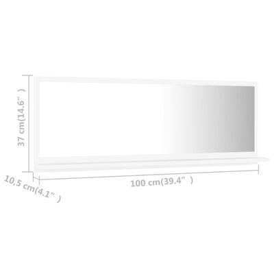 vidaXL Miroir de salle de bain Blanc 100x10,5x37 cm Aggloméré