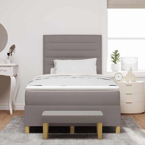 vidaXL Lit &agrave; ressorts avec matelas Taupe 120 x 190 cm tissu