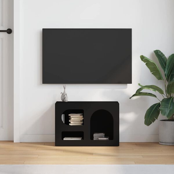 vidaXL Meuble TV Noir 60 x 35 x 40 cm Bois d'ing&eacute;nierie