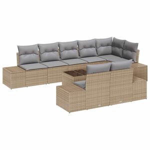 vidaXL Ensemble de canap&eacute; de jardin Beige et Gris clair Poly rotin