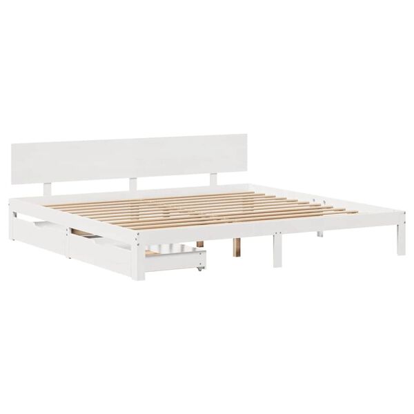 vidaXL Cadre de lit avec tiroirs sans matelas blanc 180x200 cm