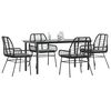 vidaXL Ensemble &agrave; manger de jardin et coussins 5 pcs noir rotin verre
