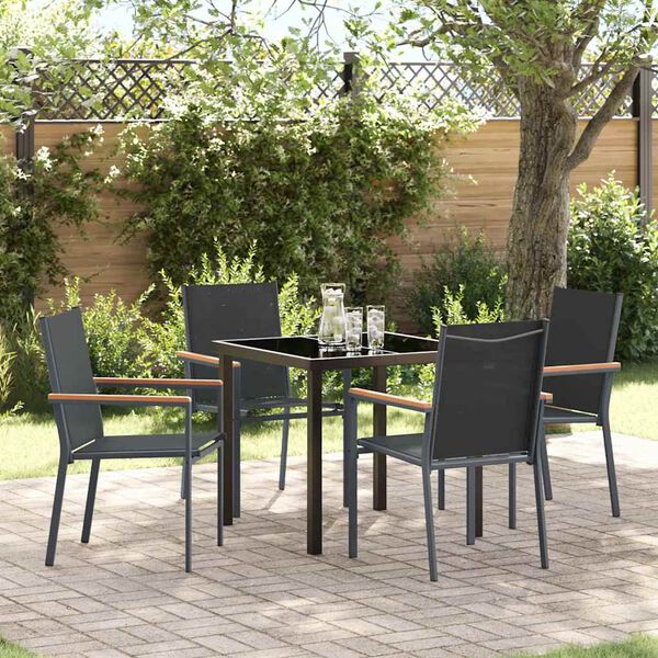 vidaXL Ensemble de salle &agrave; manger pour jardin 5 pcs Noir