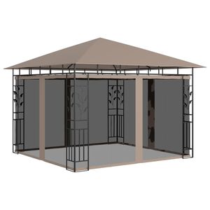 vidaXL Belv&eacute;d&egrave;re avec moustiquaire 3x3x2,73 m Taupe 180 g/m&sup2;