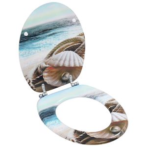 vidaXL Si&egrave;ge de toilette avec couvercle MDF Design de coquille