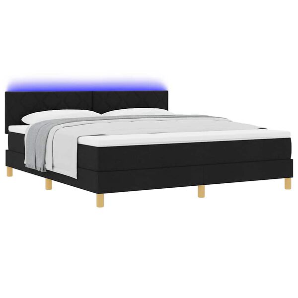 vidaXL Lit &agrave; ressort LED avec matelas avec LED Noir 180 x 200 cm tissu
