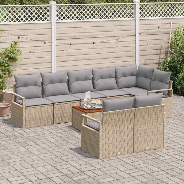 vidaXL Ensemble de canap&eacute; de jardin 9 pcs Beige et Gris clair