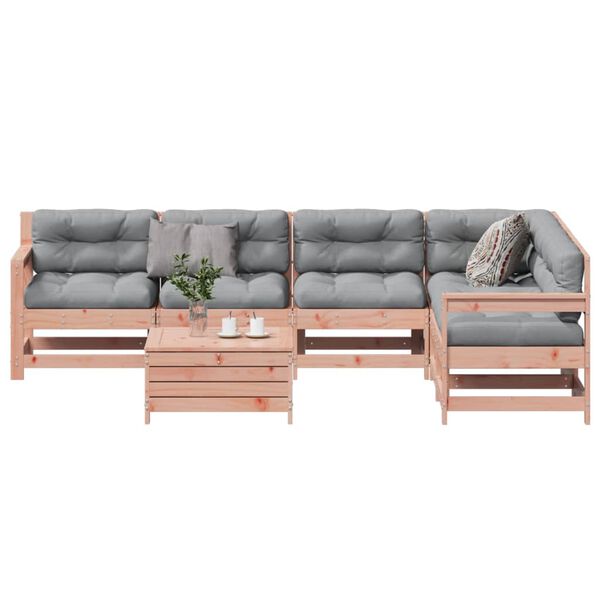 vidaXL Salon de jardin 7 pcs avec coussins bois massif douglas