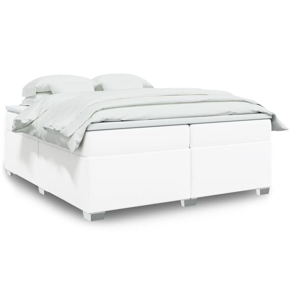 vidaXL Sommier &agrave; lattes de lit avec matelas Blanc 200x200cm Similicuir