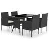 vidaXL Ensemble &agrave; manger de jardin 5 pcs R&eacute;sine tress&eacute;e Noir