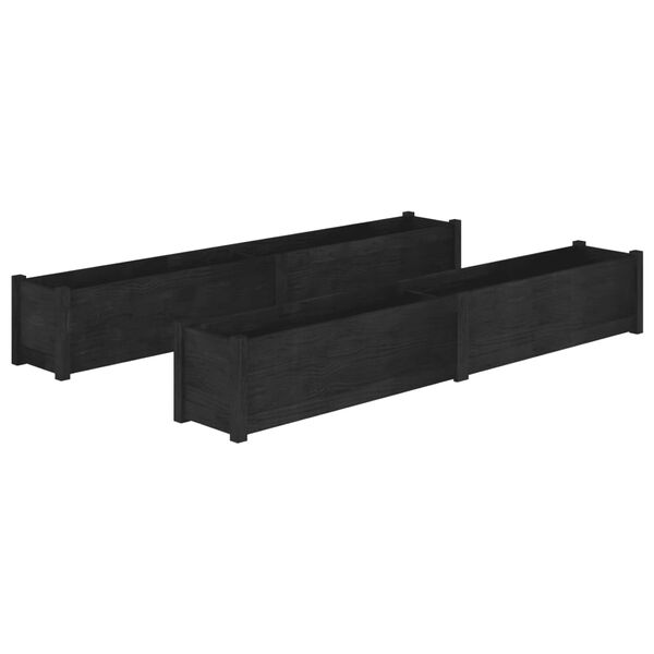 vidaXL Jardini&egrave;res 2 pcs Noir 200x31x31 cm Bois de pin massif