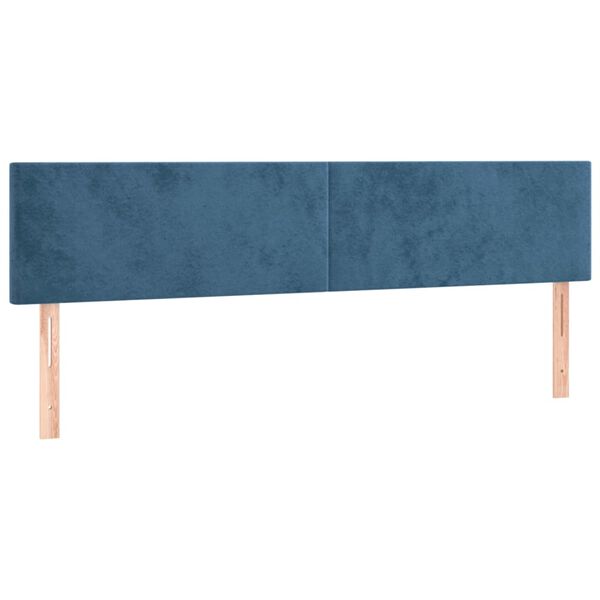 vidaXL T&ecirc;te de lit &agrave; LED Bleu fonc&eacute; 200x5x78/88 cm Velours