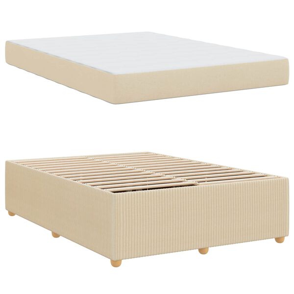 vidaXL Cadre de lit avec matelas Cr&egrave;me 160 x 200 cm tissu