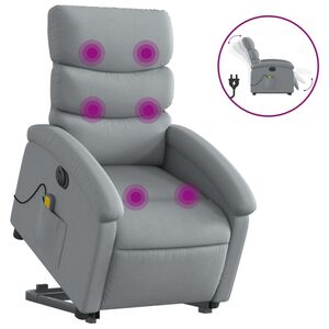 vidaXL Fauteuil inclinable de massage &eacute;lectrique Gris clair Tissu