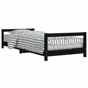 vidaXL Cadre de lit pour enfants noir 90x190 cm bois de pin massif