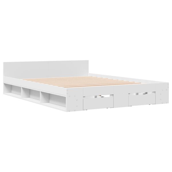 vidaXL Cadre de lit avec tiroirs sans matelas blanc 120x200 cm