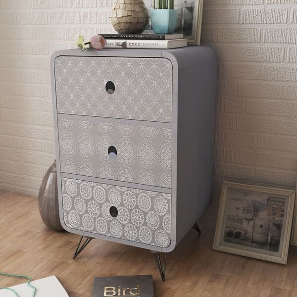 vidaXL Armoire lat&eacute;rale avec 3 tiroirs Gris