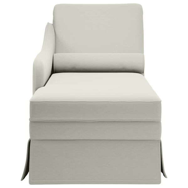 vidaXL Fauteuil long avec traversin et accoudoir droit cr&egrave;me velours