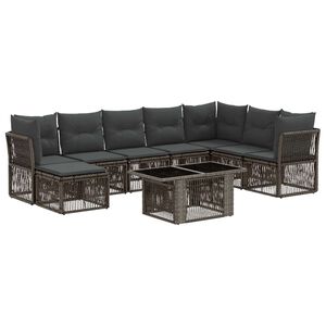vidaXL Ensemble de canap&eacute; de jardin 9 pc Gris polyrotin
