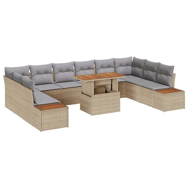 vidaXL Ensemble de salle &agrave; manger pour jardin 11 pcs Beige et gris