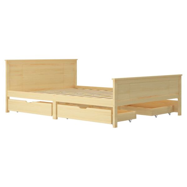 vidaXL Cadre de lit avec 4 tiroirs Bois de pin massif 140x200 cm