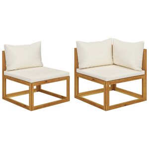vidaXL Ensemble de canap&eacute;s 2 pcs et coussins blanc cr&egrave;me Acacia solide